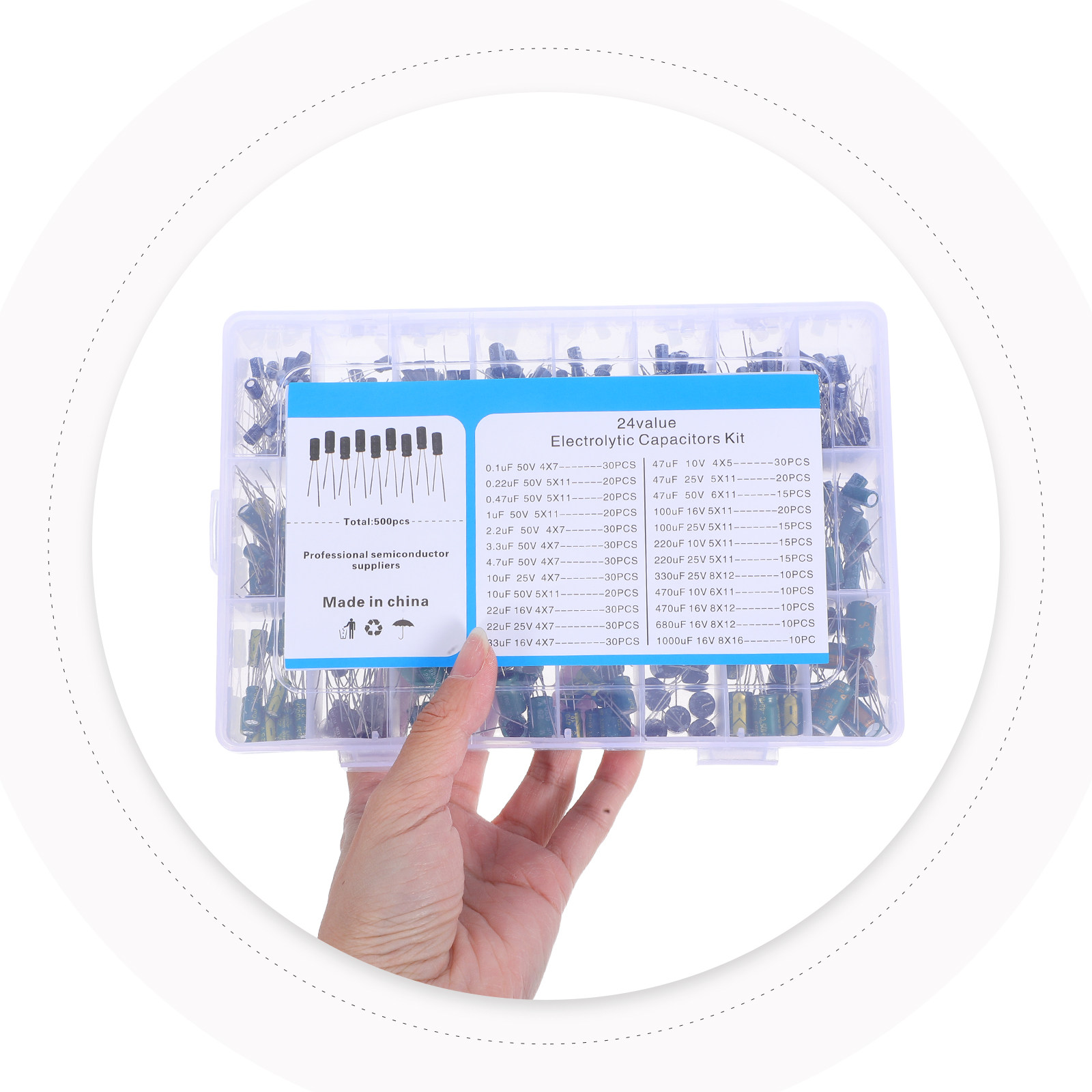 Diy With Electronics - 500Pcs Electrolytic Capacitor Assortment Kit Aluminum