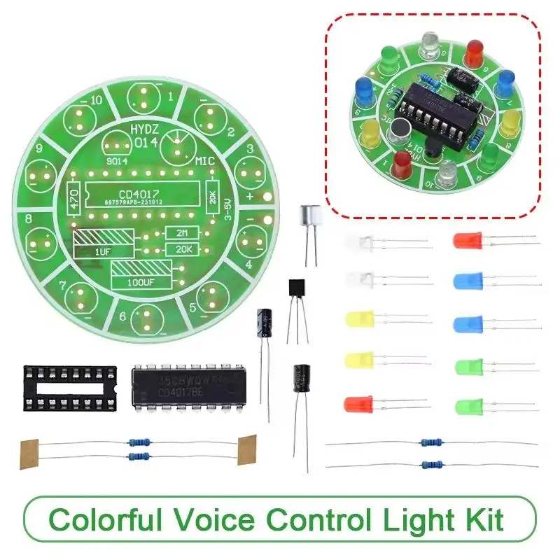 Diy Home Electronics Lab - LED Light Kit CD4017 Colorful Voice