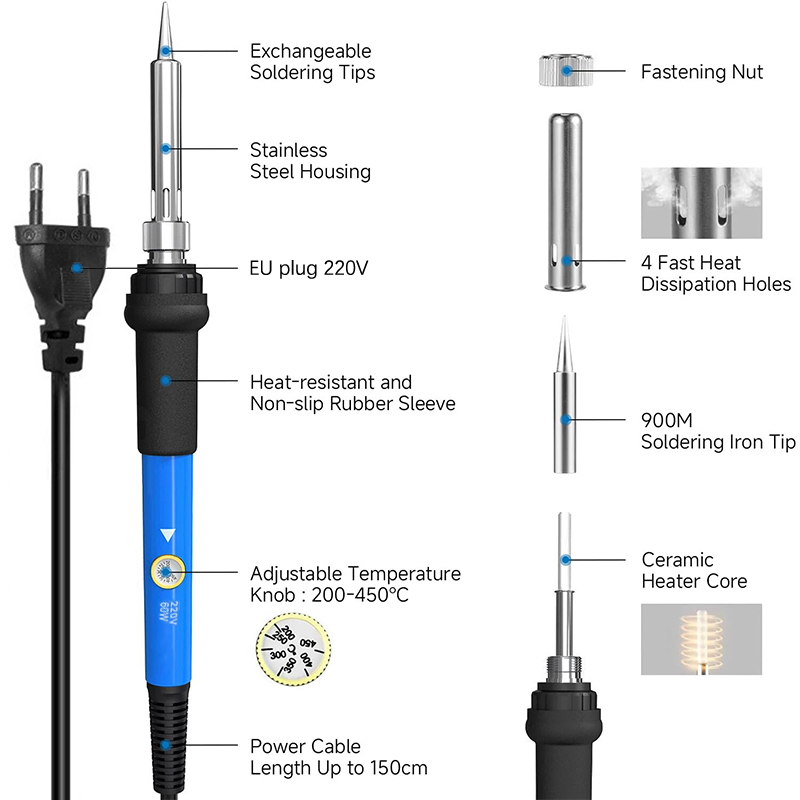 Adjustable Temp 220V 60W Elect - огляд і ціна Soldering Iron Kit