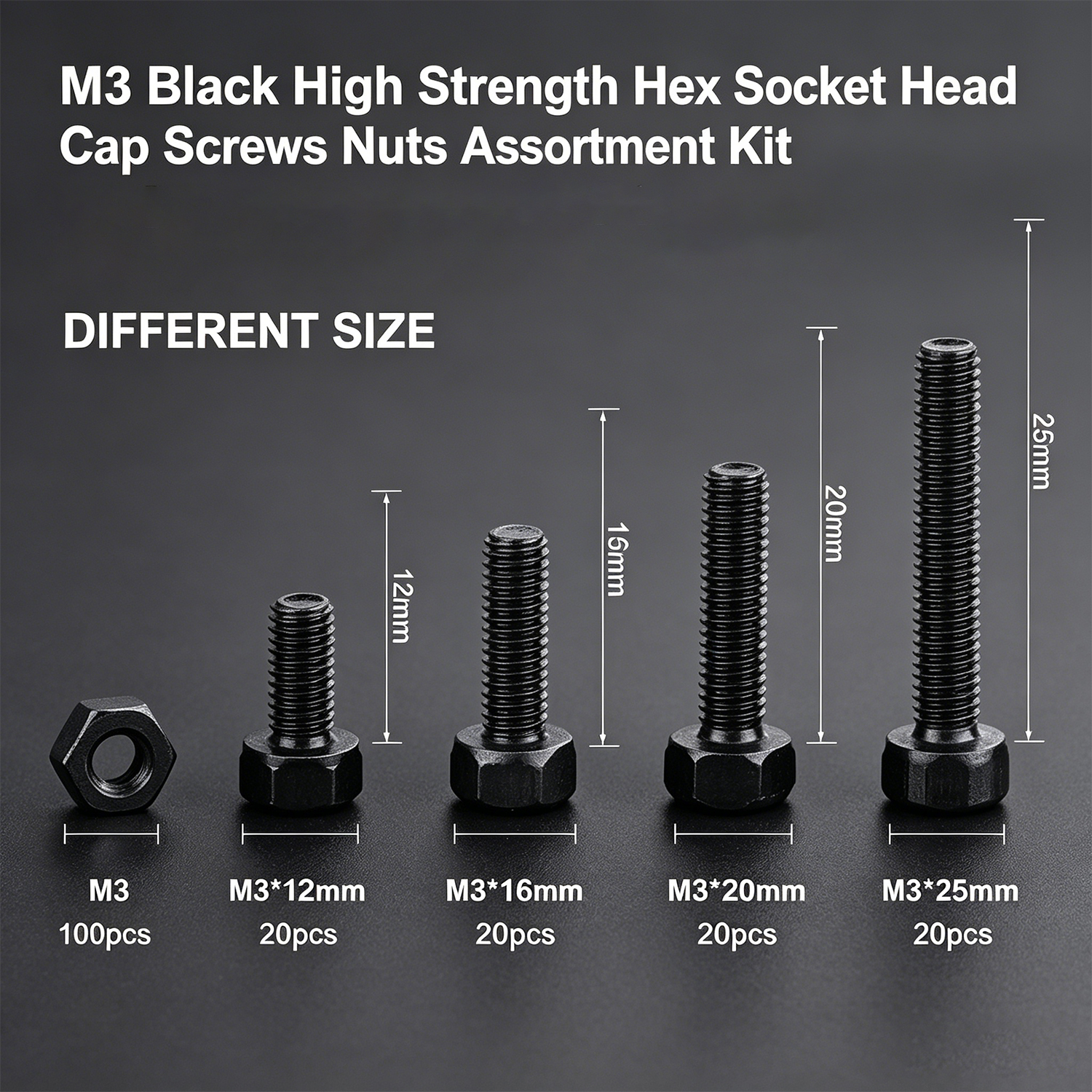 M3 Black Hex Socket Head Cap S - огляд і ціна Diy Electronics Components Kit