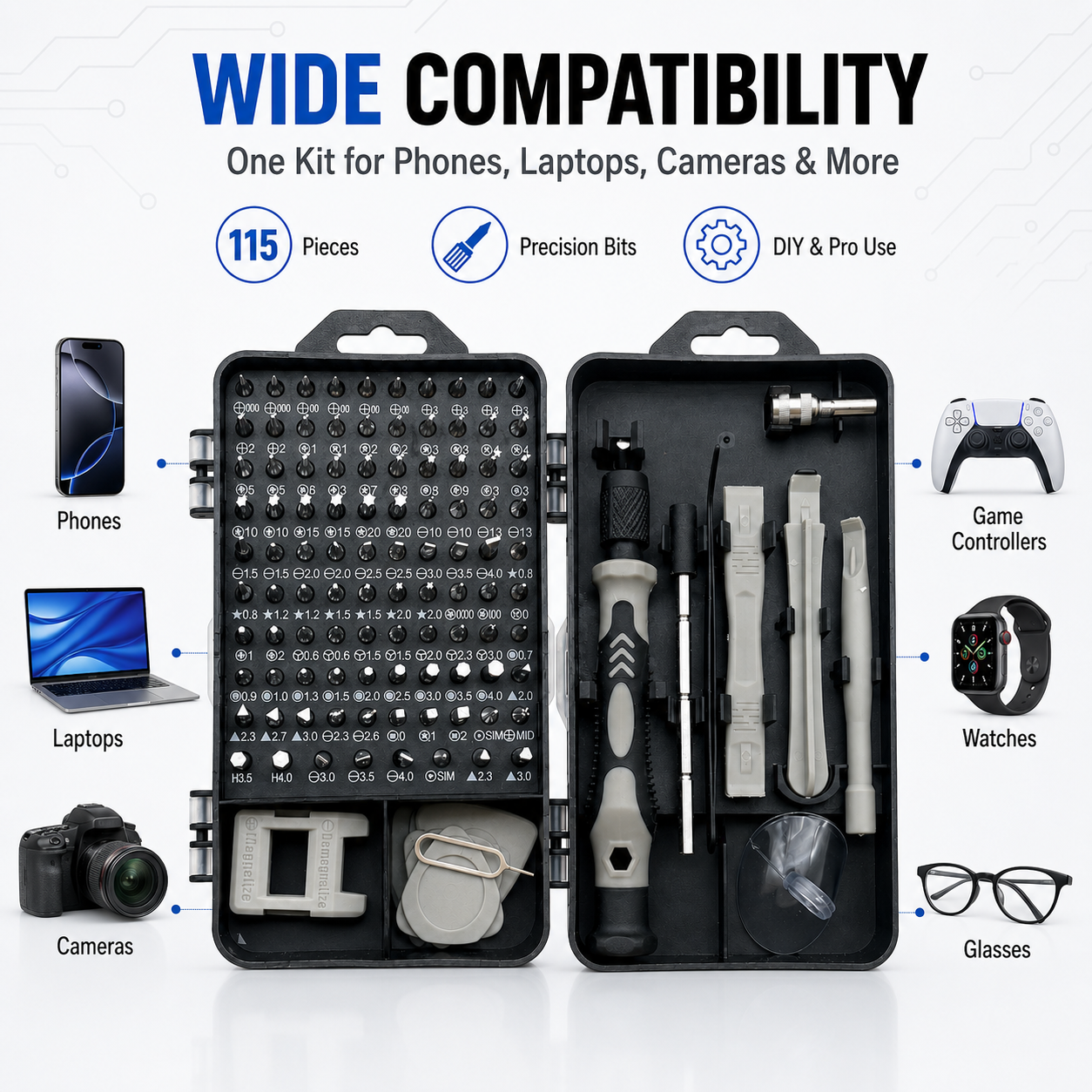 115 in 1 Magnetic Precision Sc - огляд і ціна Diy Electronics Repair Kit