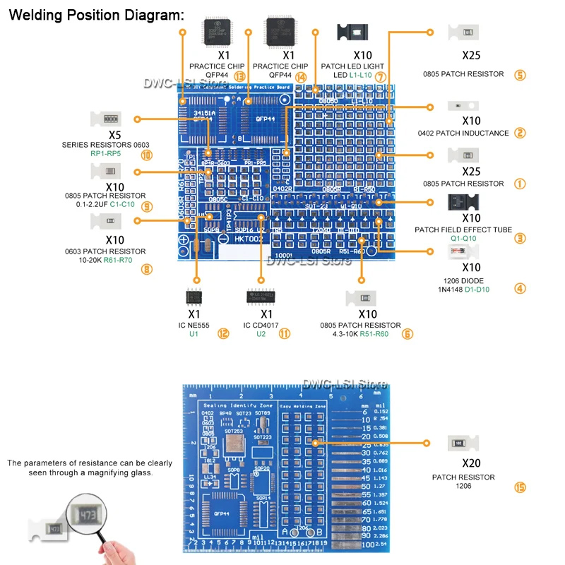 SMD/SMT Components Soldering P - огляд і ціна Diy Electronics Components Kit