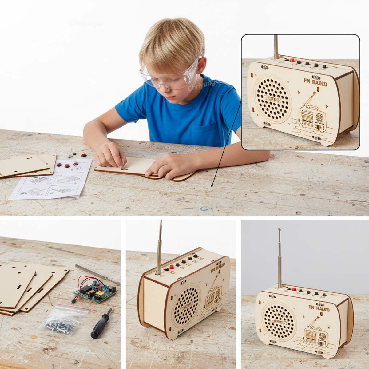 DIY Wooden Radio Kit Retro FM  - огляд і ціна Diy Electronics Kids
