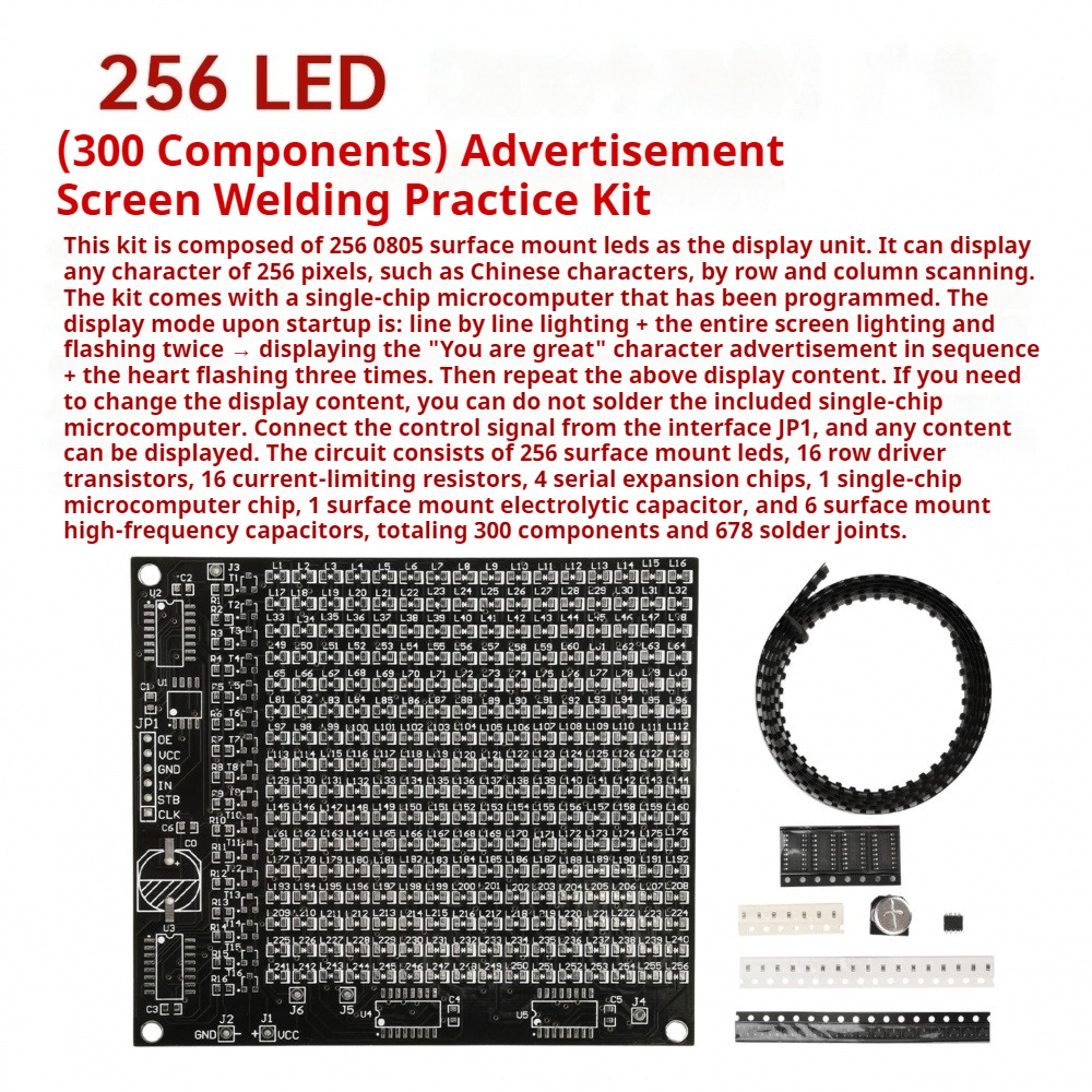 64/256 LED SMD Dot Matrix Adve - огляд і ціна Diy Electronics Components Kit